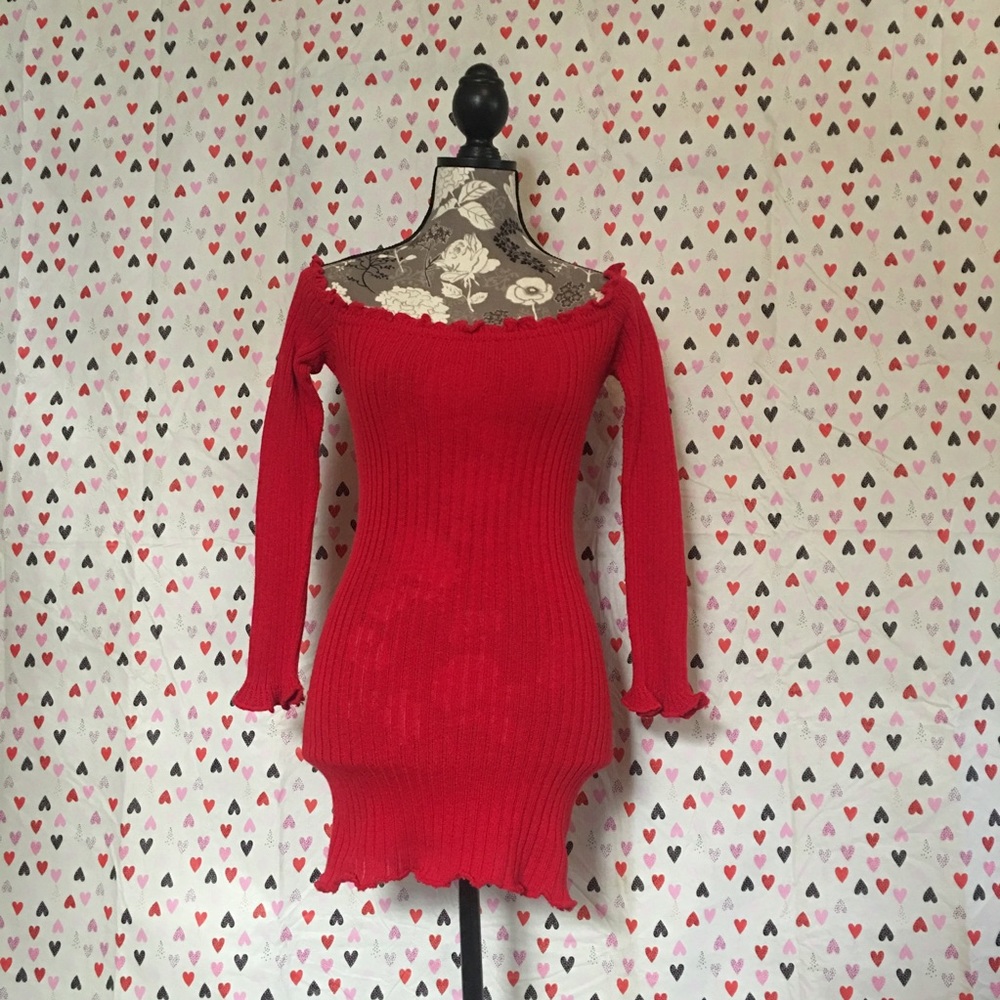 Off the shoulder red dress